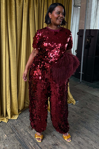 Burgundy Sequin Naomi Trousers