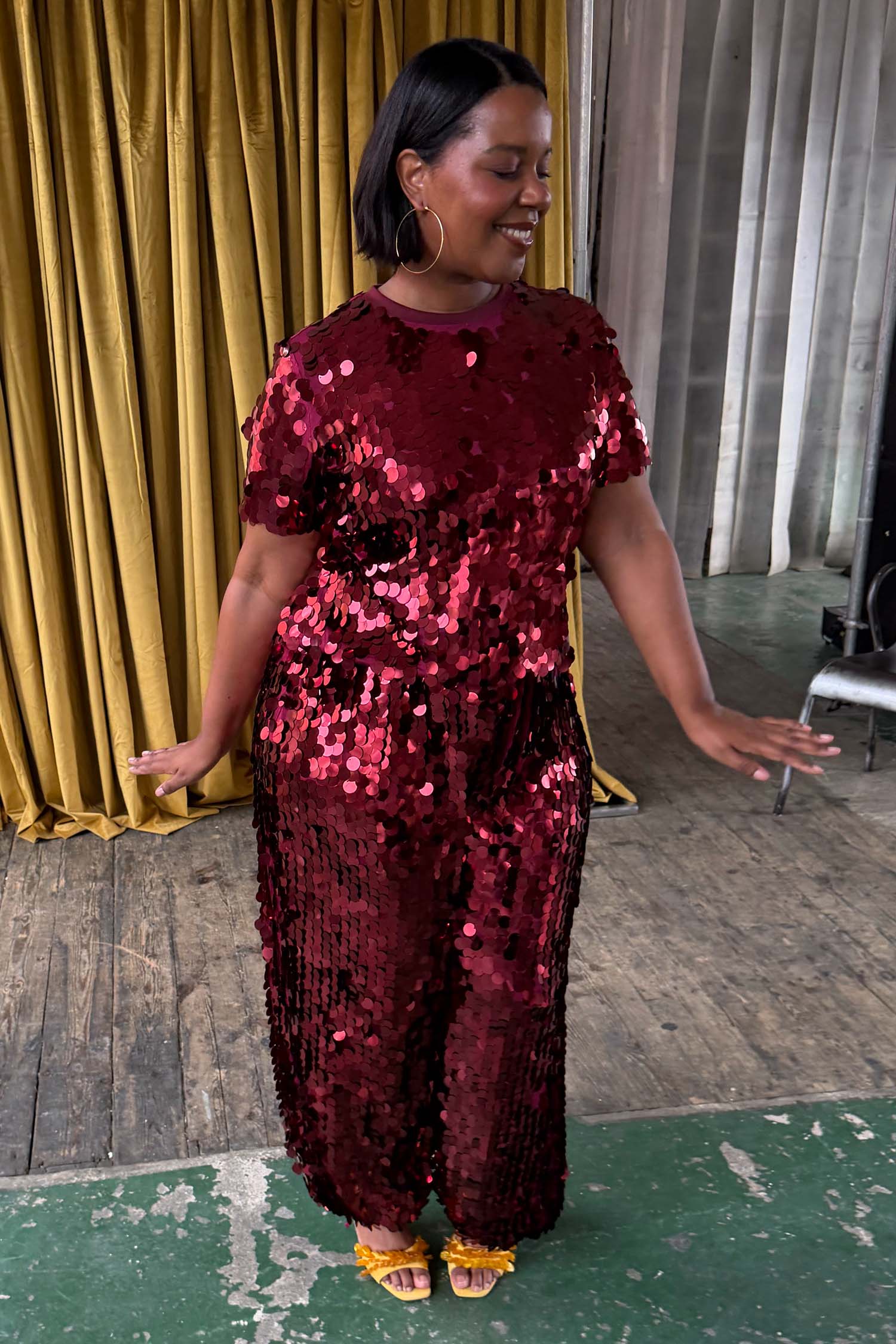 Burgundy Large Sequin T-Shirt