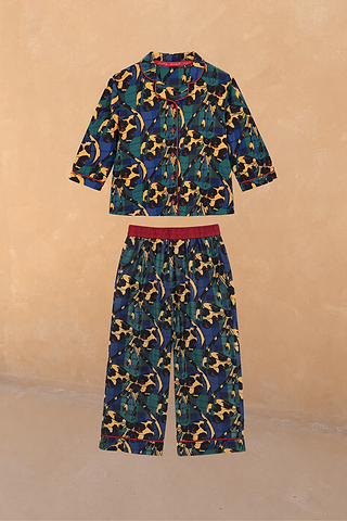 Kids Green Tartan & Leopard Bow Pyjama Set