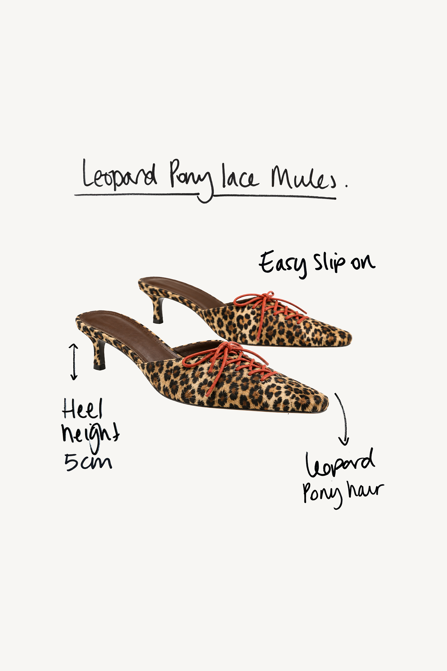 Leopard Pony Lace Mules