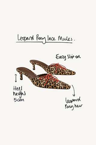 Leopard Pony Lace Mules