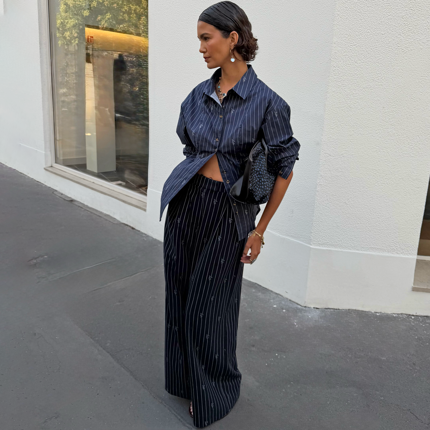 Navy Pinstripe Sophie Trousers