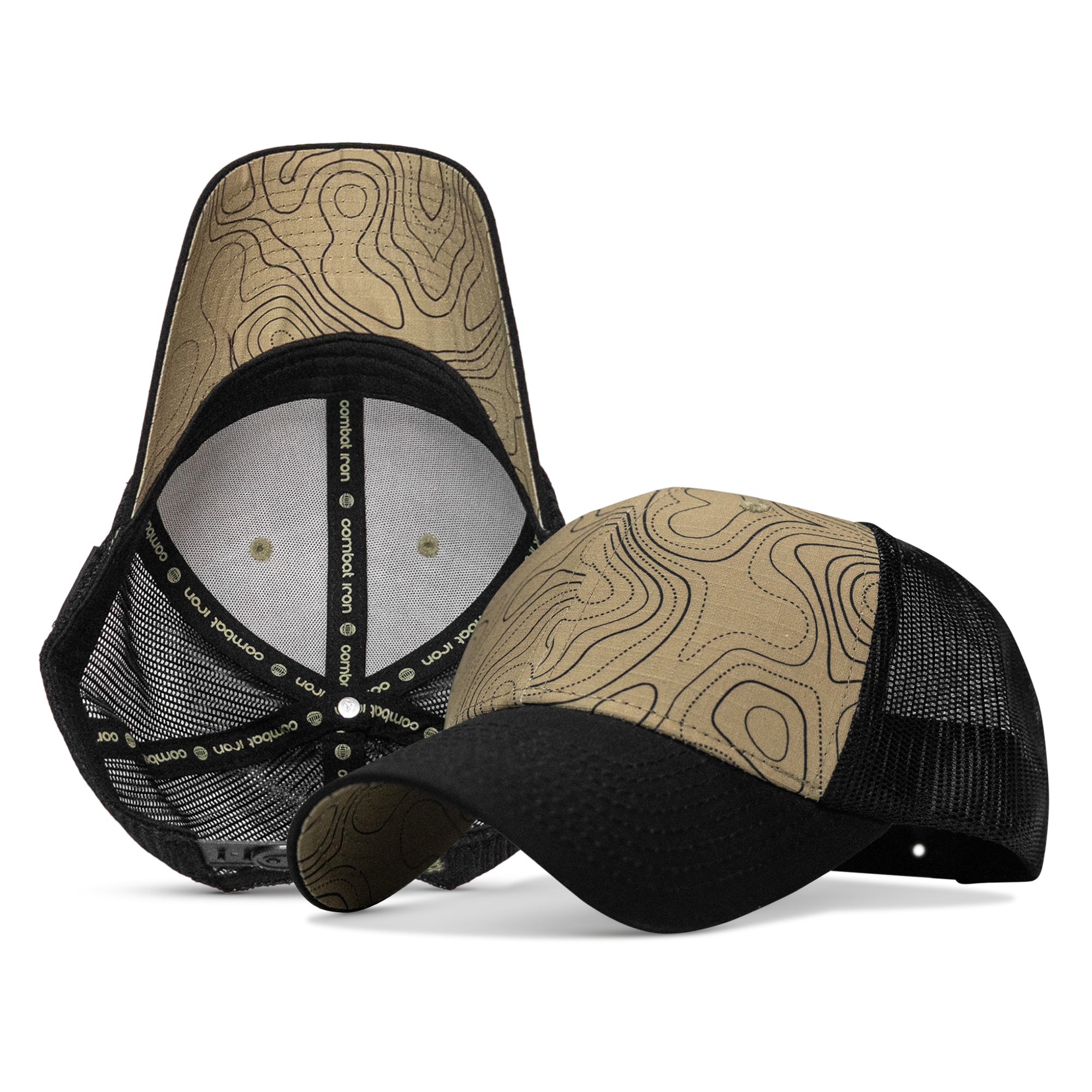 Original Ripstop snapback hat in Black and Tan Topography