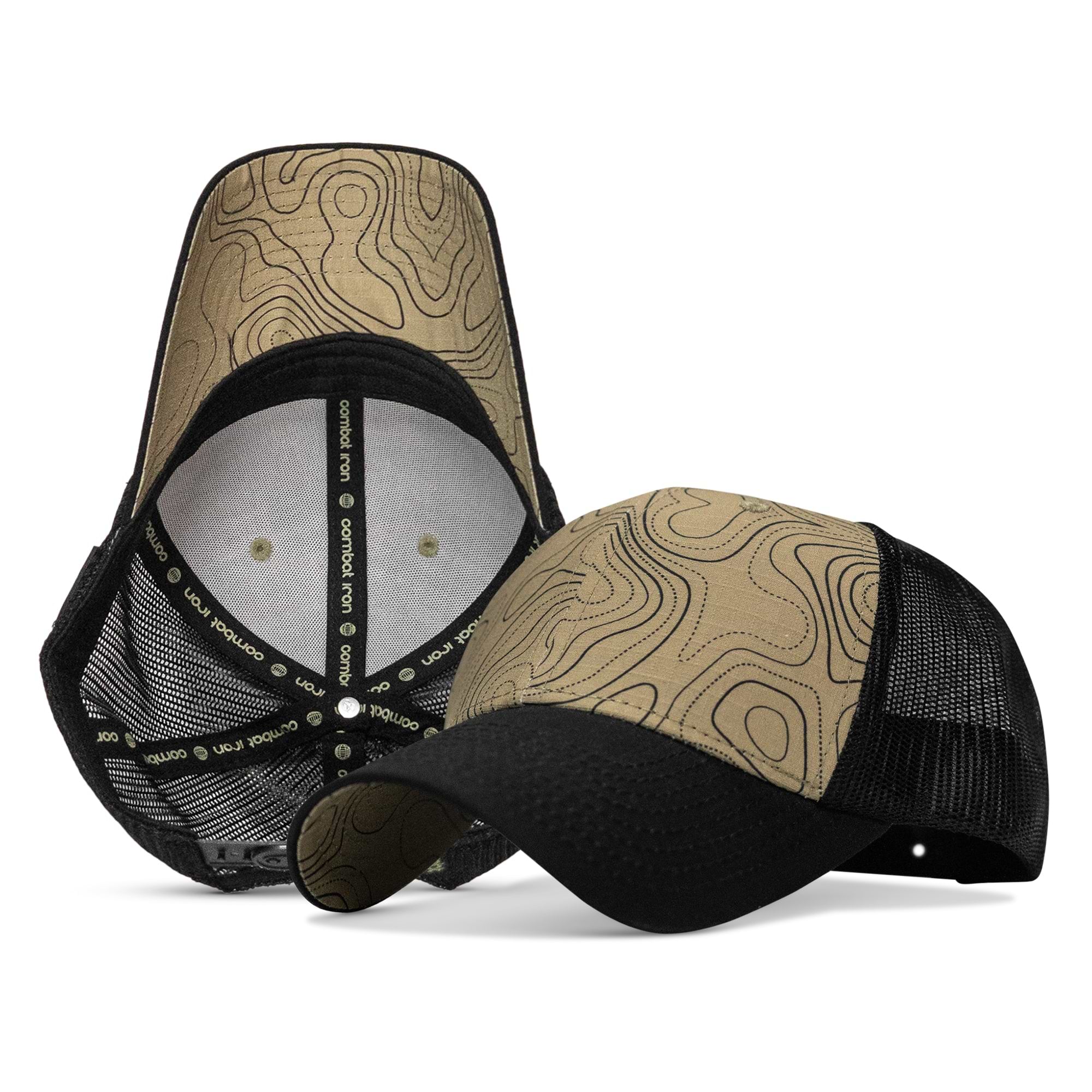 Original Ripstop snapback hat in Black and Tan Topography
