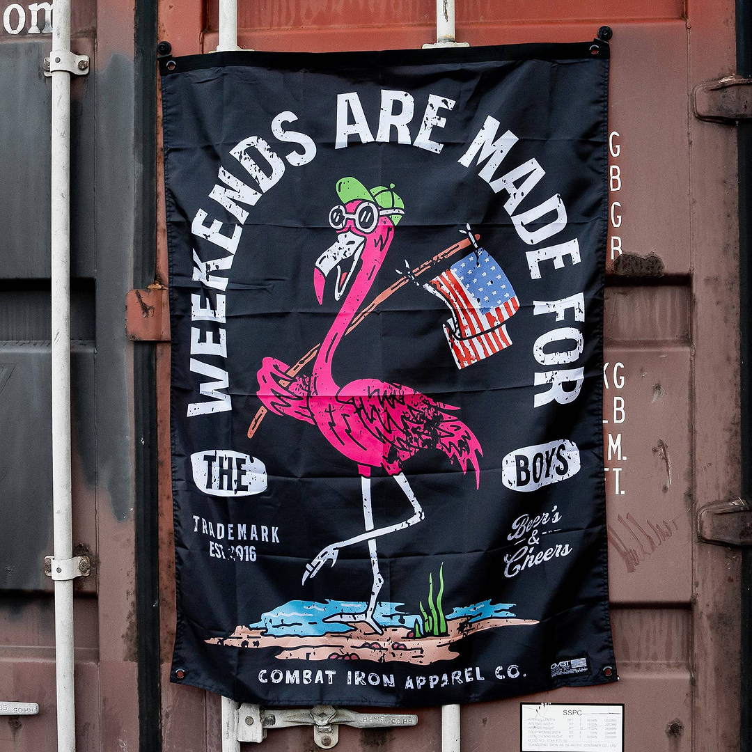Weekends Are Made For The Boys Wall Flag - Combat Iron Apparel Co.