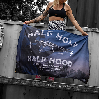 Half Hood. Half Holy. 3' x 5' Flag