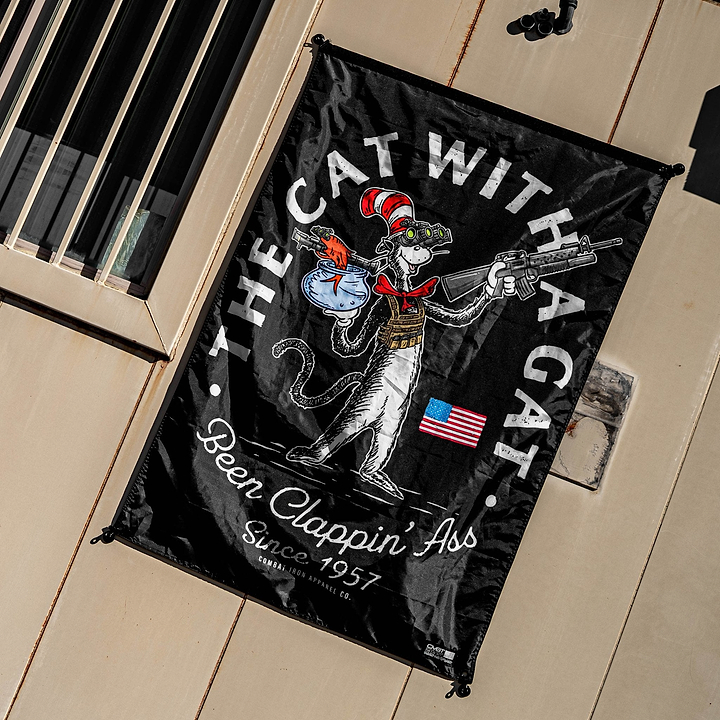 Cat With A Gat 3'x5' Flag - Combat Iron Apparel Co.
