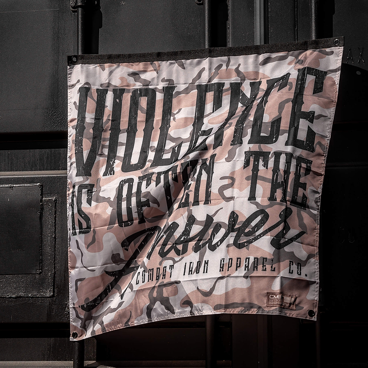 Violence Is Often The Answer 3'x3' Camo Flag - Combat Iron Apparel Co.