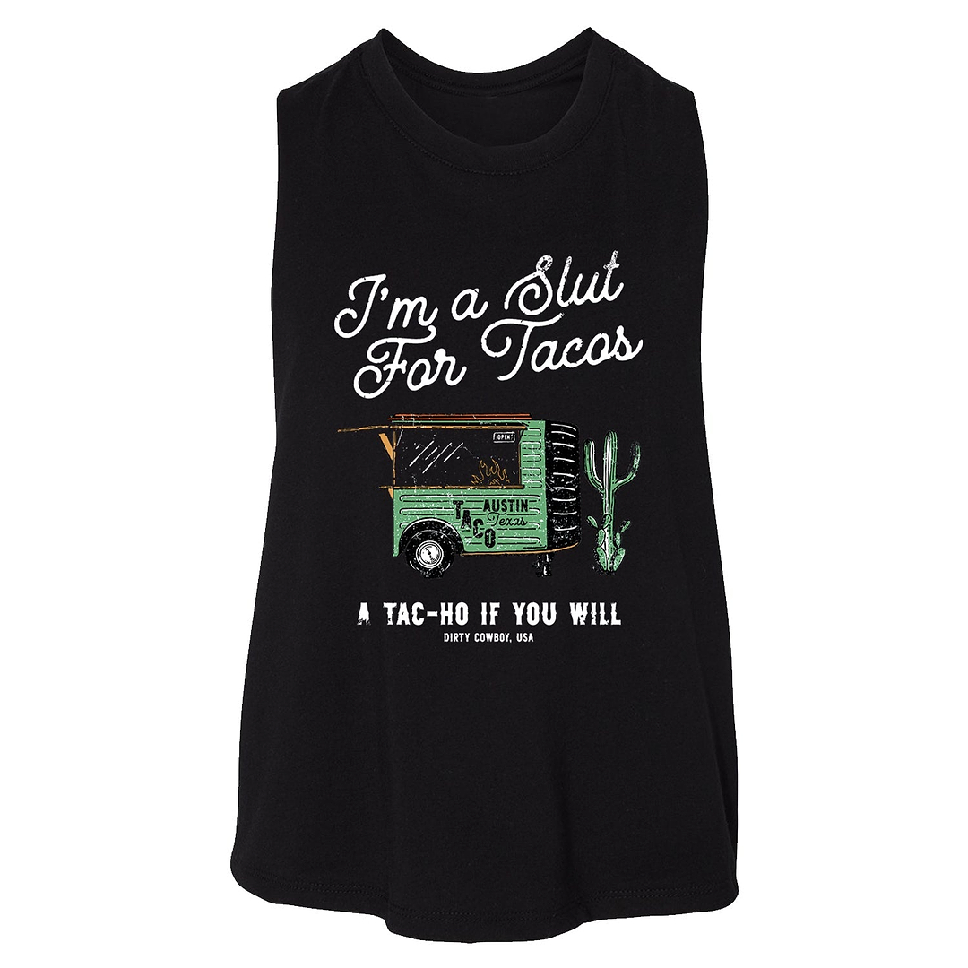 Slut For Taco's Women's Crop Tank - DIRTY COWBOY MFG #color_black