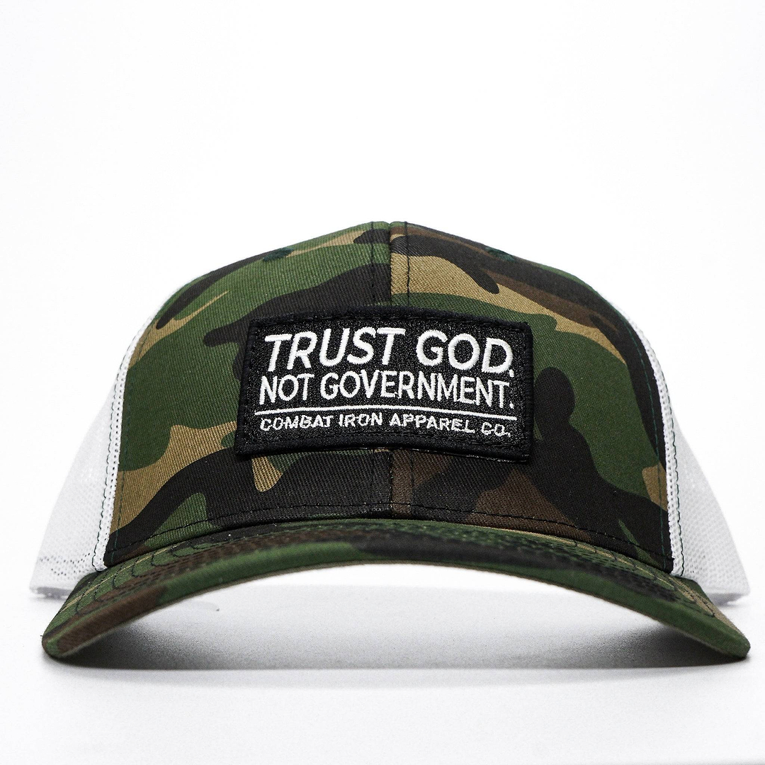 Trust God. Not Government. Mid-Profile Mesh Snapback - Combat Iron Apparel Co.