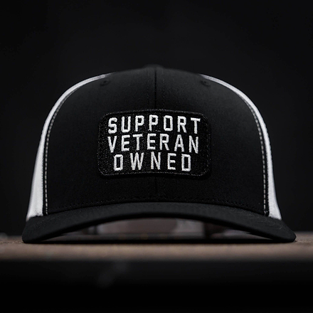Support Veteran Owned Patch Mid-Profile Mesh Snapback - Combat Iron Apparel Co.