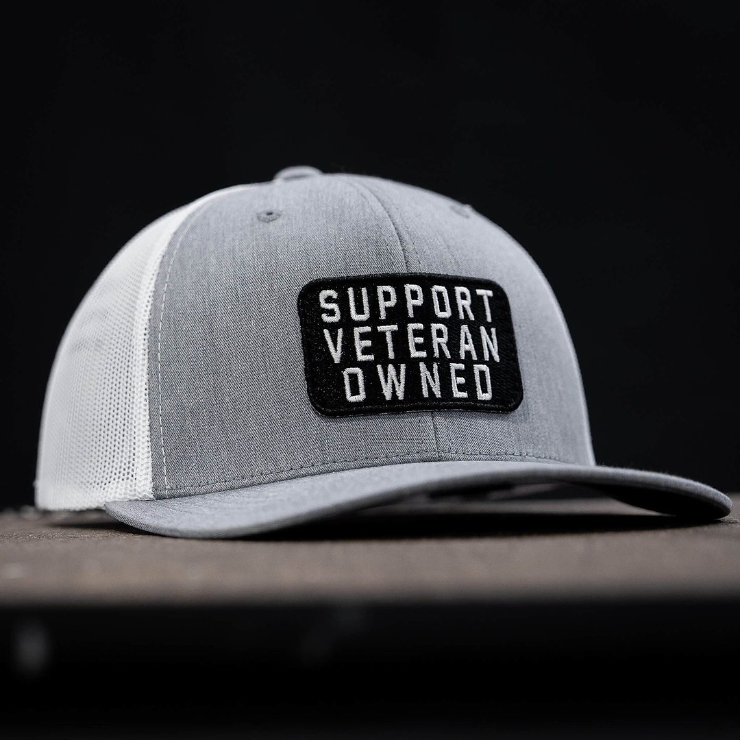 Support Veteran Owned Patch Mid-Profile Mesh Snapback - Combat Iron Apparel Co.