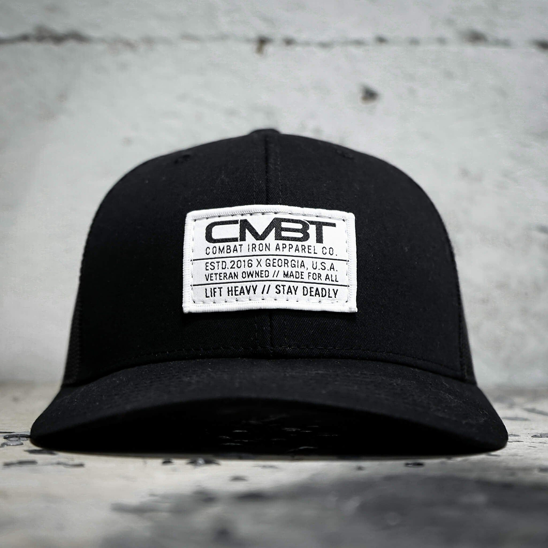 Branded CMBT White Labeled Snapback Hat - Combat Iron Apparel Co.