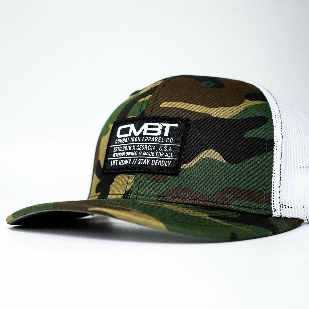 Branded CMBT Labeled Mid-Profile Snapback Hat - Combat Iron Apparel Co.
