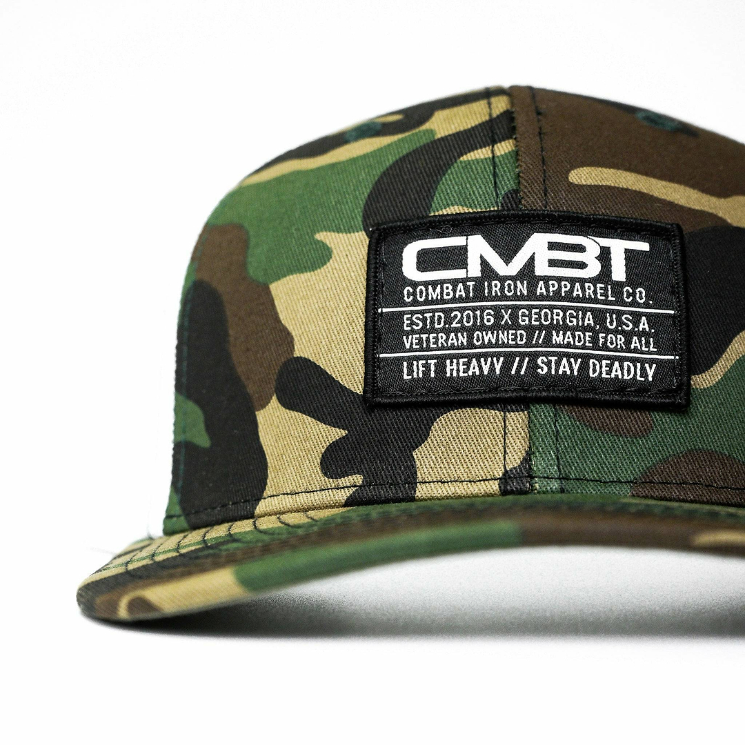Branded CMBT Labeled Mid-Profile Snapback Hat - Combat Iron Apparel Co.