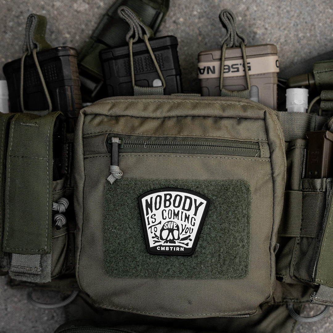 Nobody Is Coming To Save You Skull PVC Velcro Patch - Combat Iron Apparel Co.