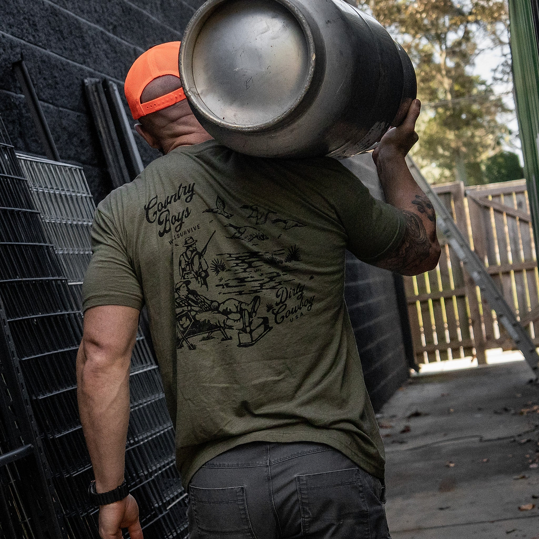 Country Boy's Will Survive Men's T-Shirt - DIRTY COWBOY MFG
#color_military-green