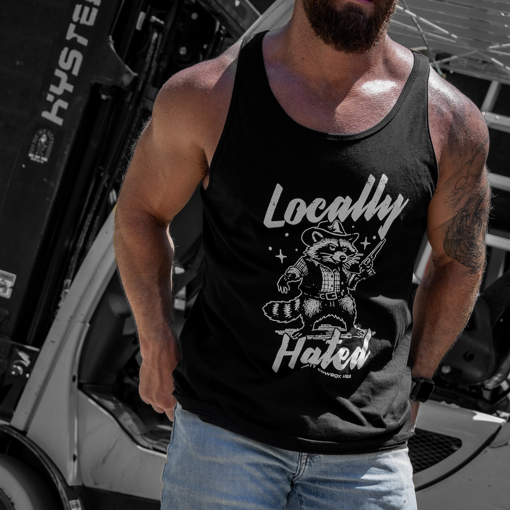 Locally Hated Racoon Humor Men's Tank Top | Combat Iron