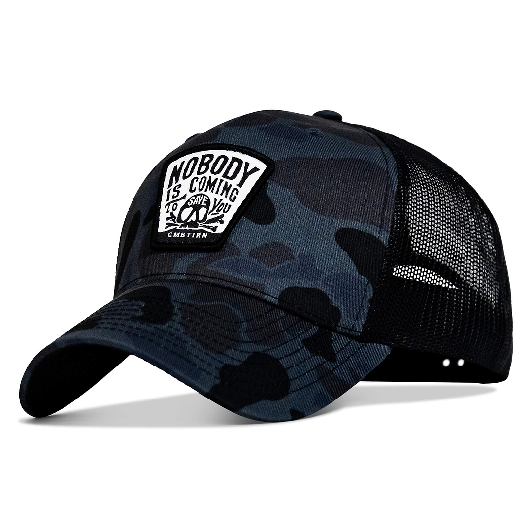 Nobody Is Coming To Save You Skull Patch Snapback Hat - Combat Iron Apparel Co.