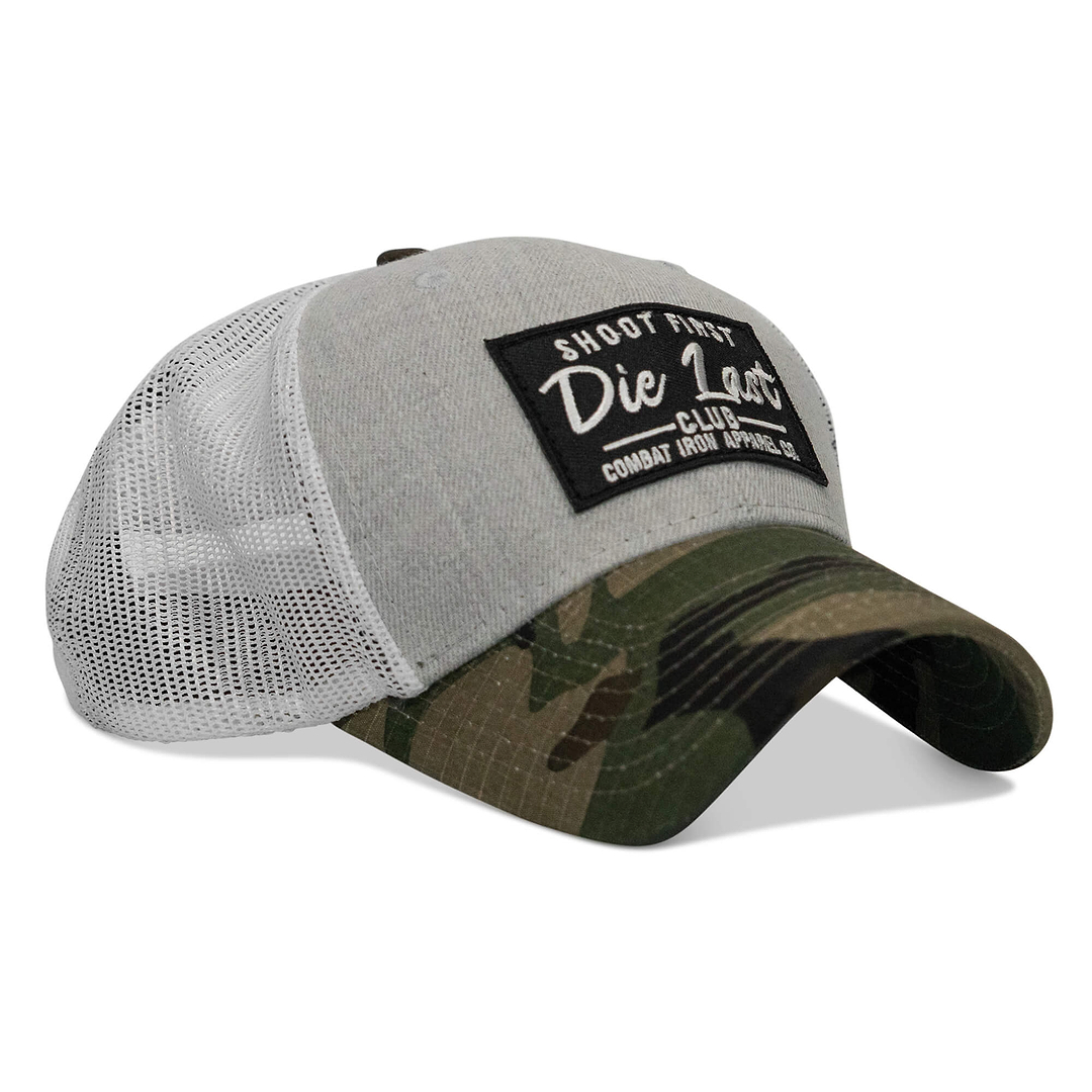 Shoot First. Die Last. Club Patch Snapback - Combat Iron Apparel Co.