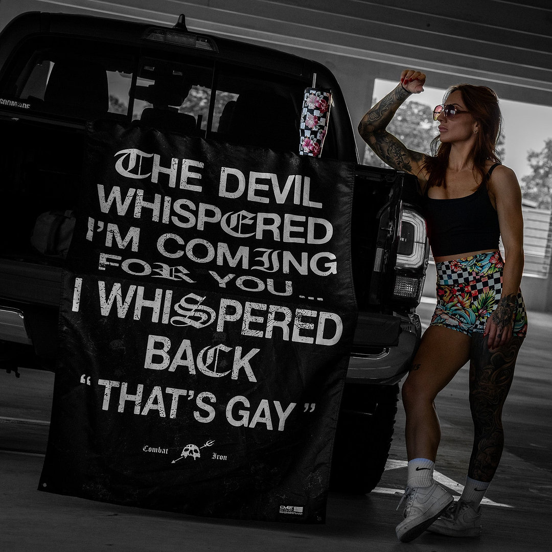 The Devil Whispered I'm Coming For You 3'x 5' Flag