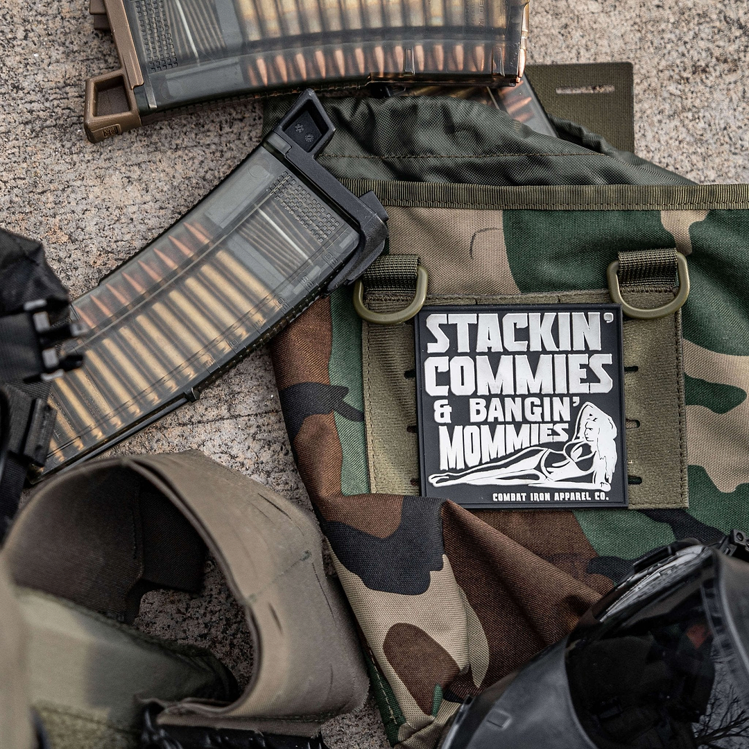 Stackin' Commies & Bangin' Mommies PVC Patch - Combat Iron Apparel Co.