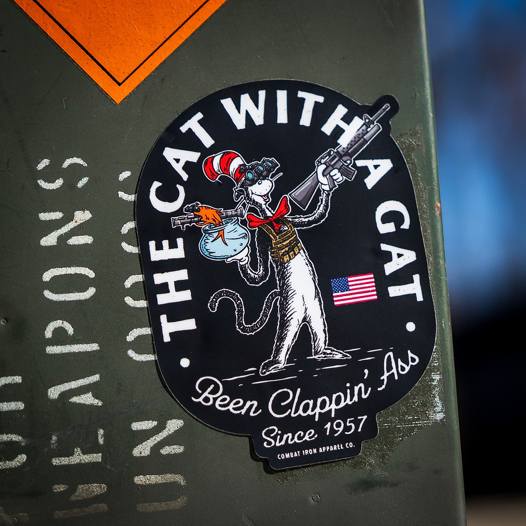 The Cat With A Gat Remix Decal Sticker - Combat Iron Apparel Co.