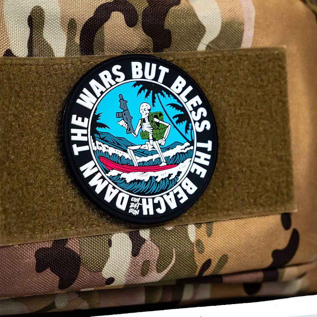 Damn The Wars But Bless The Beach Surfer PVC Patch - Combat Iron Apparel Co.