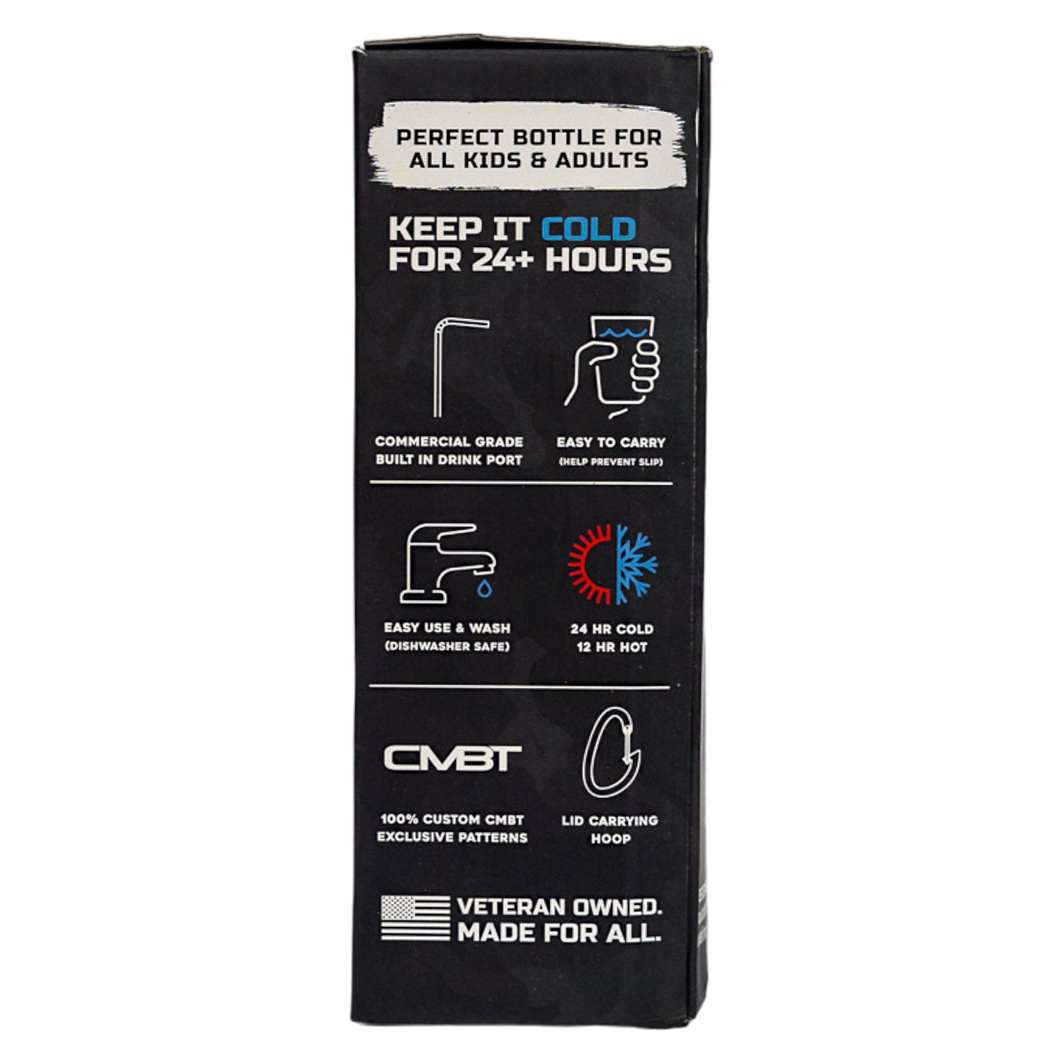 32oz Metal Hydration Bottle V2 | 24hr Insulated + Drink Port - Combat Iron Apparel Co.