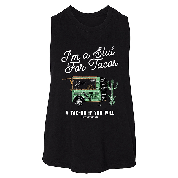 Slut For Taco's Women's Crop Tank - DIRTY COWBOY MFG #color_black