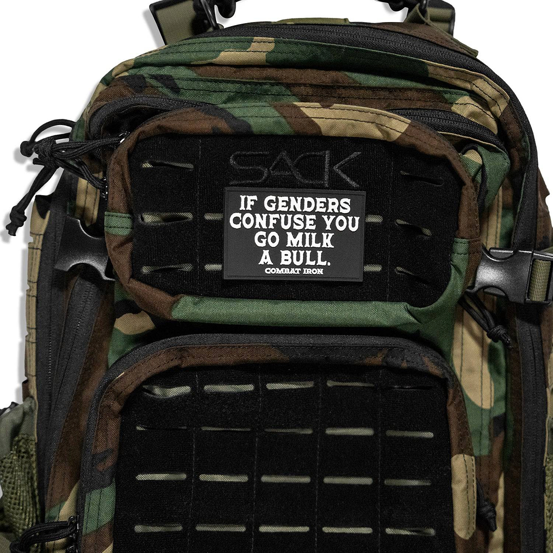 If Genders Confuse You, Go Milk a Bull  PVC Patch - Combat Iron Apparel Co.