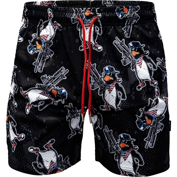 Men’s above the knee lifestyle shorts with mesh #color_patriotic-penguin