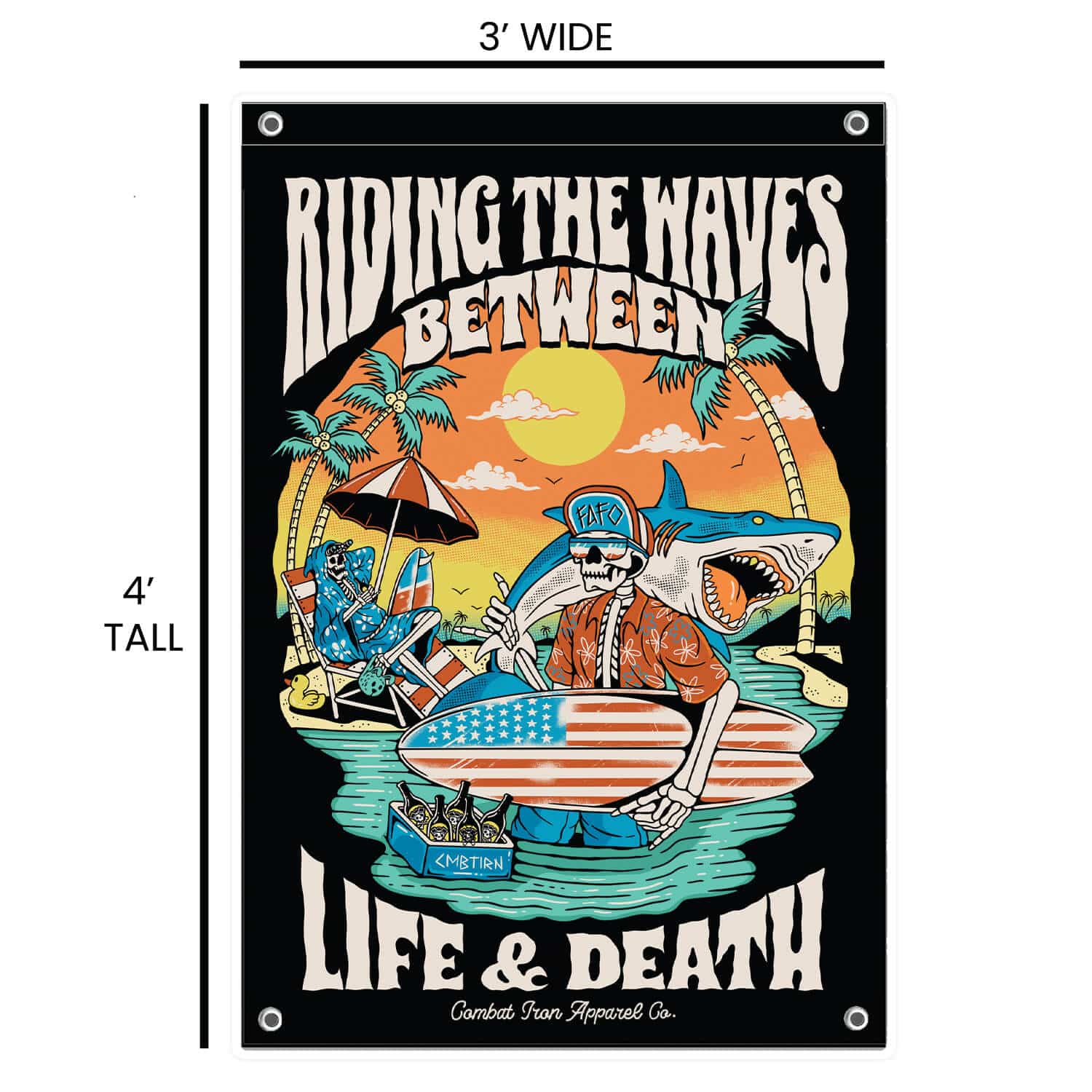 Life & Death Beach Day 3' X 4' Wall Flag - Combat Iron Apparel Co.
