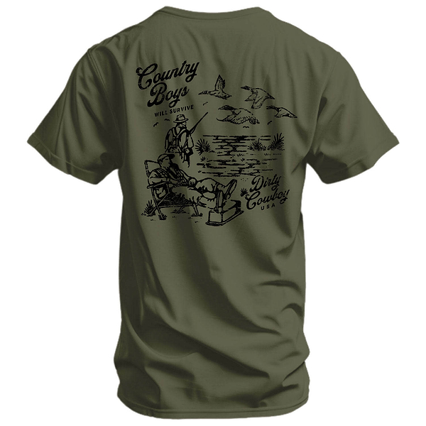 Country Boy's Will Survive Men's T-Shirt - DIRTY COWBOY MFG
#color_military-green