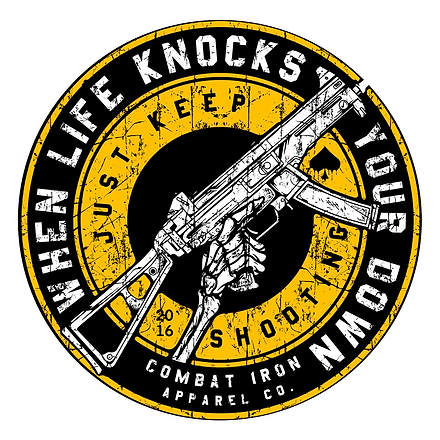 When Life Knocks You Down Just Keep Shootings Decal - Combat Iron Apparel Co.