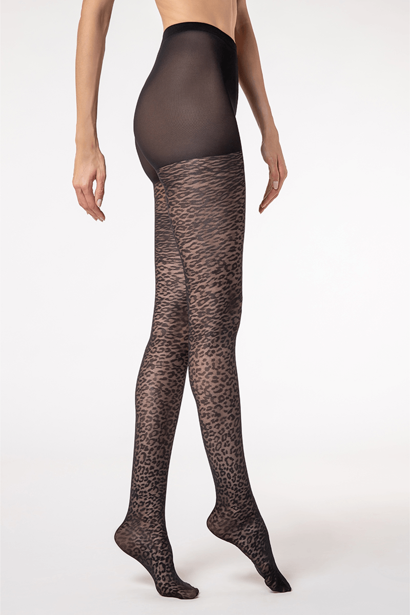 Elegant Animal Print Thread 15 Pantyhose