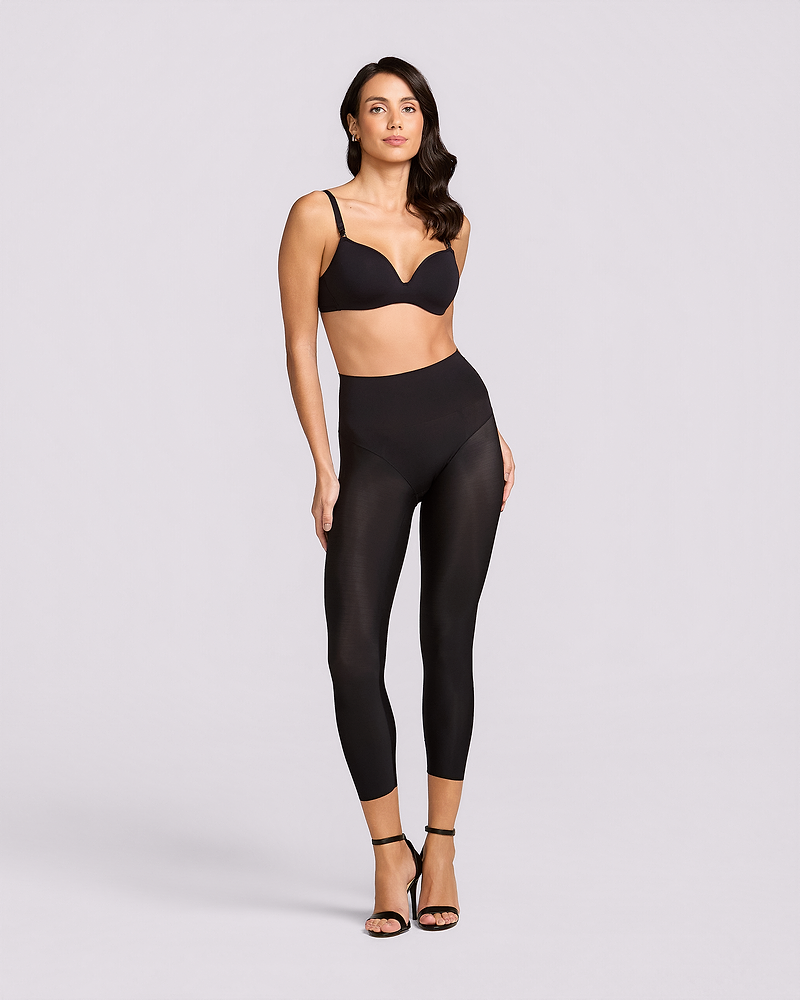 Seamless Super Abdomen Compression Body Shaping Capri - black