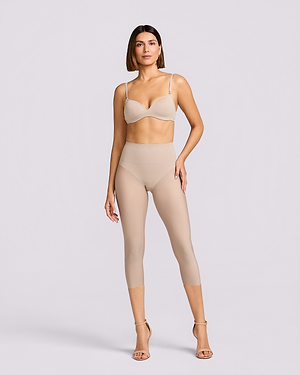 Seamless Super Abdomen Compression Body Shaping Capri - sepia