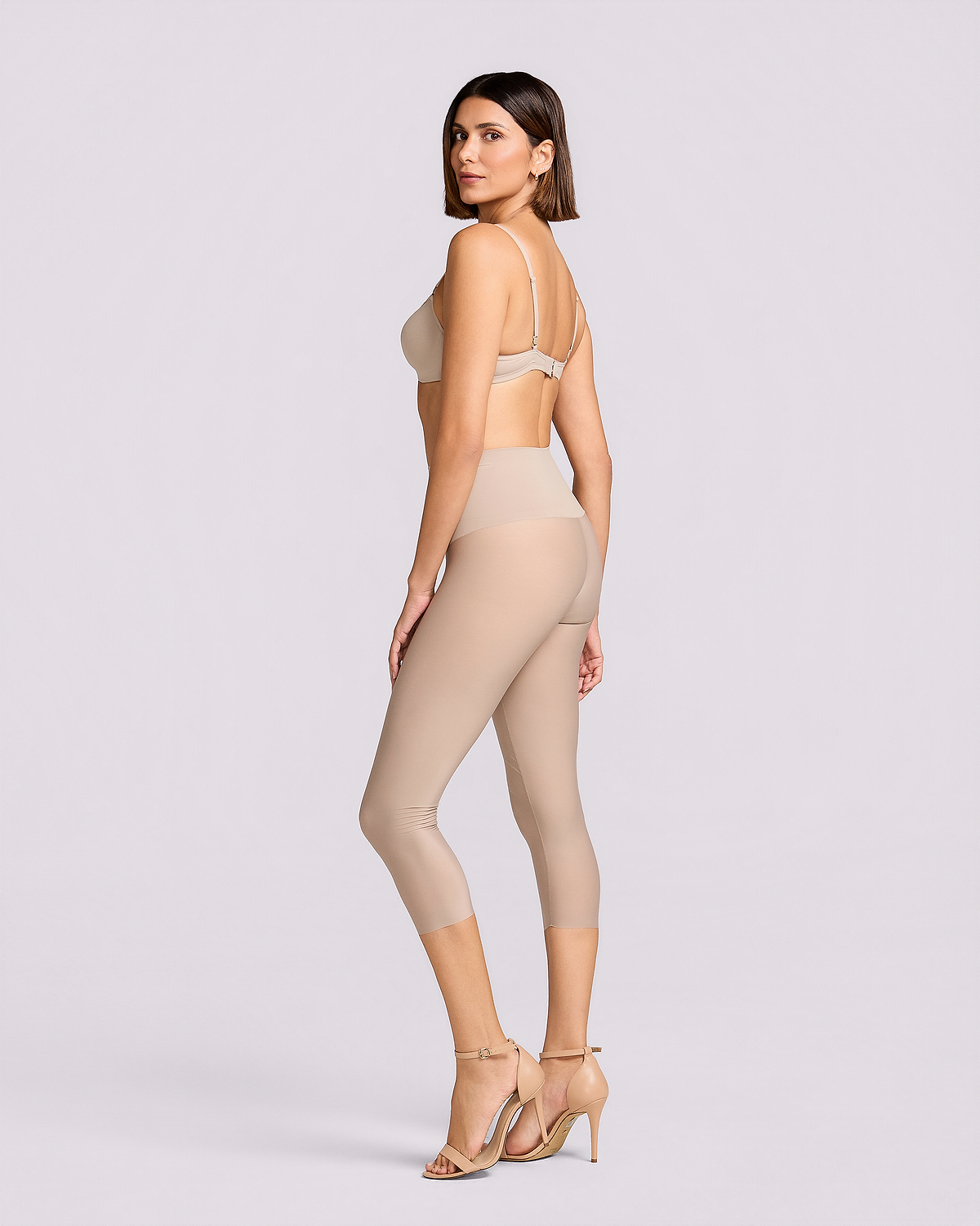 Seamless Super Abdomen Compression Body Shaping Capri - sepia