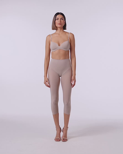 Seamless Super Abdomen Compression Body Shaping Capri - sepia