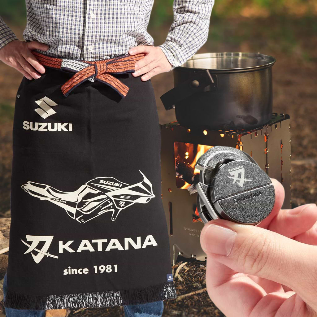 「鈴木式織機製　前掛け　KATANA」×「KATANAコラボはずる」