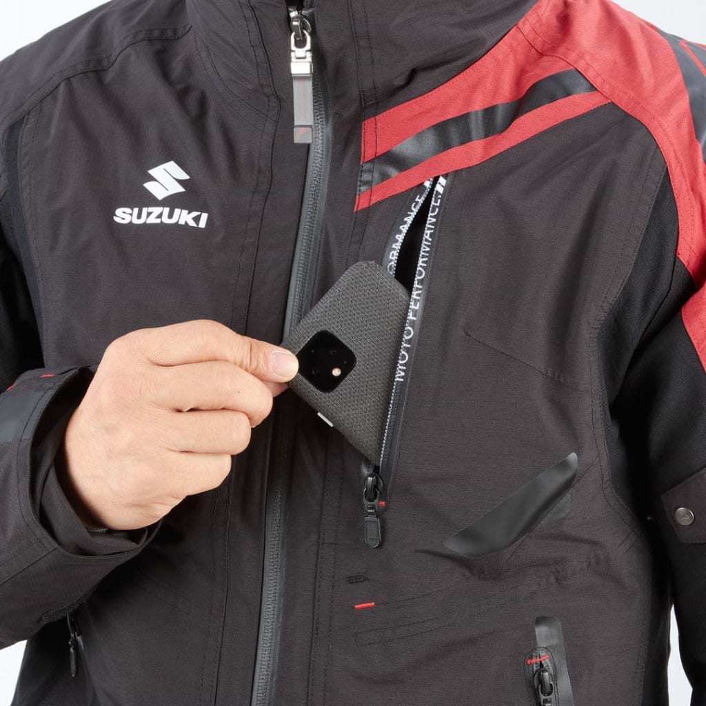 SUZUKI×KUSHITANI コラボ ウインターキマイラジャケット【ブラック　/　ブラック/レッド】