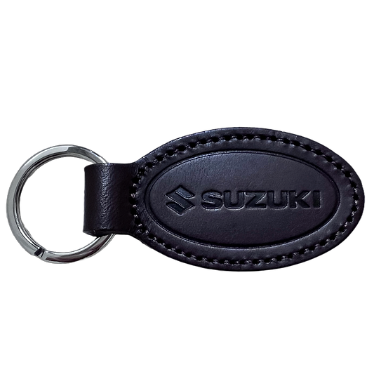 SUZUKI×KUSHITANI 楕円レザーキーホルダー【ブラウン/レッド/タン/ブルー】