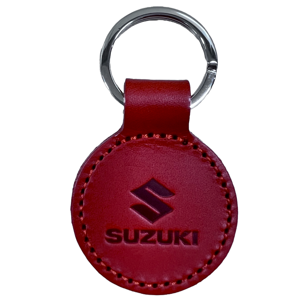SUZUKI×KUSHITANI スラッシュレザーキーホルダー【ブラウン/レッド