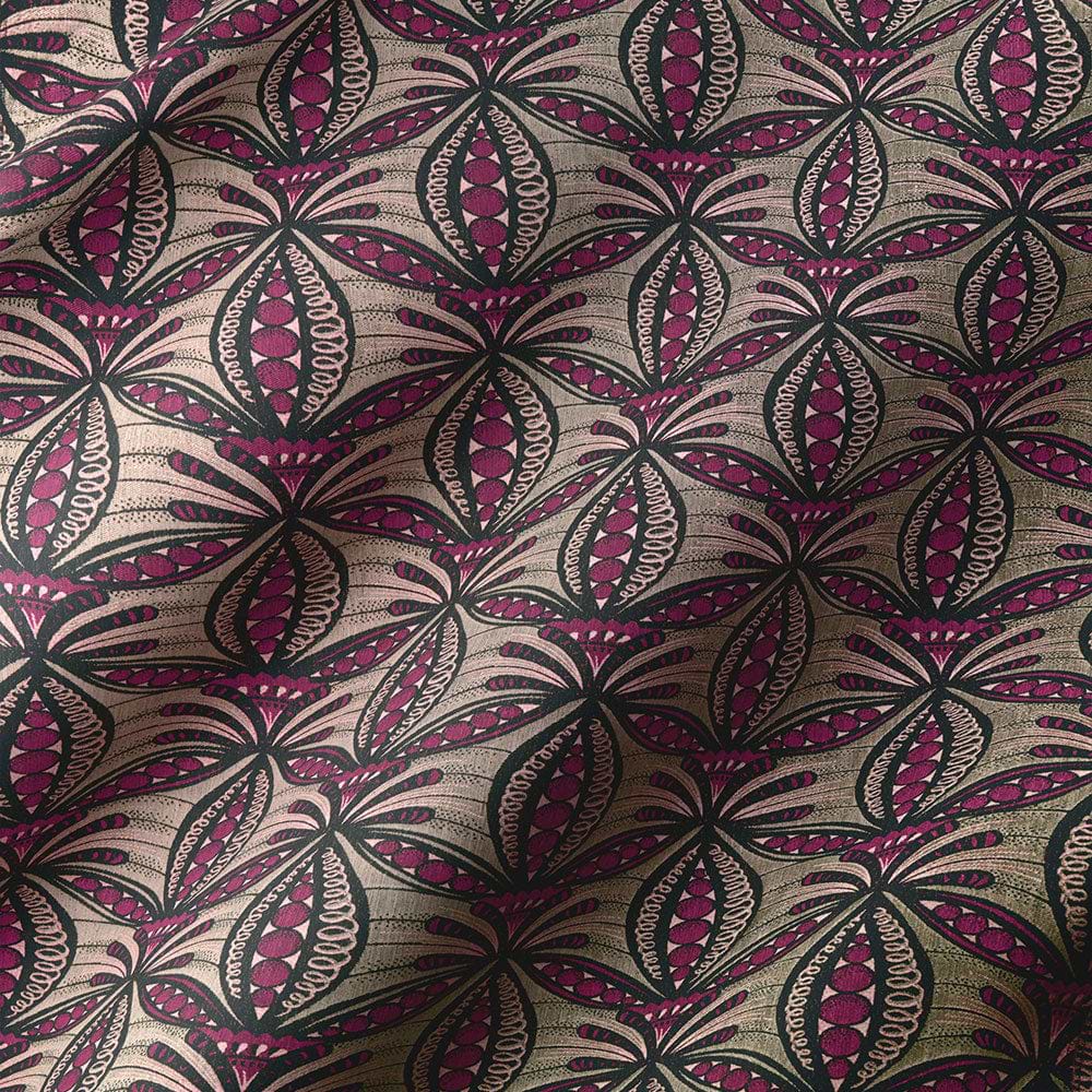 Shining purple fabric with gold accents