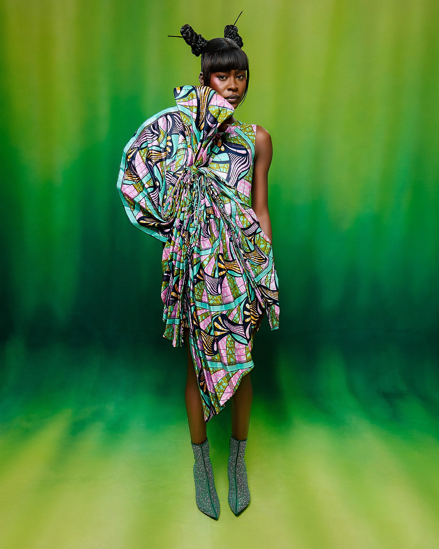 Vibrant asymmetrical dress bold geometric grand super-wax vls0984.001
