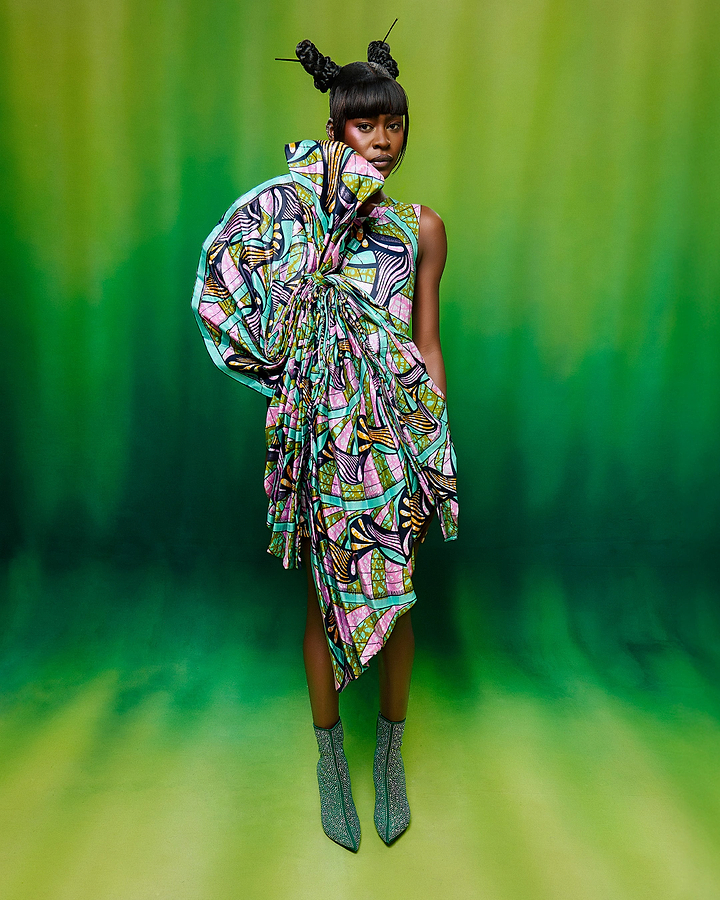 Vibrant asymmetrical dress bold geometric grand super-wax vls0984.001