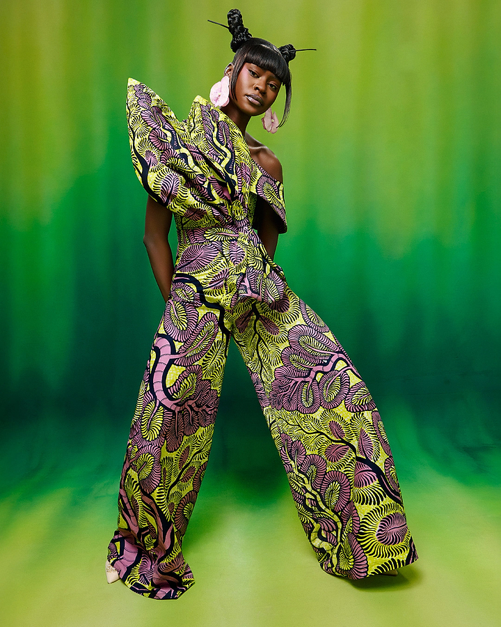 Vibrant one-shoulder jumpsuit bold yellow wax hollandais vlw3579.001