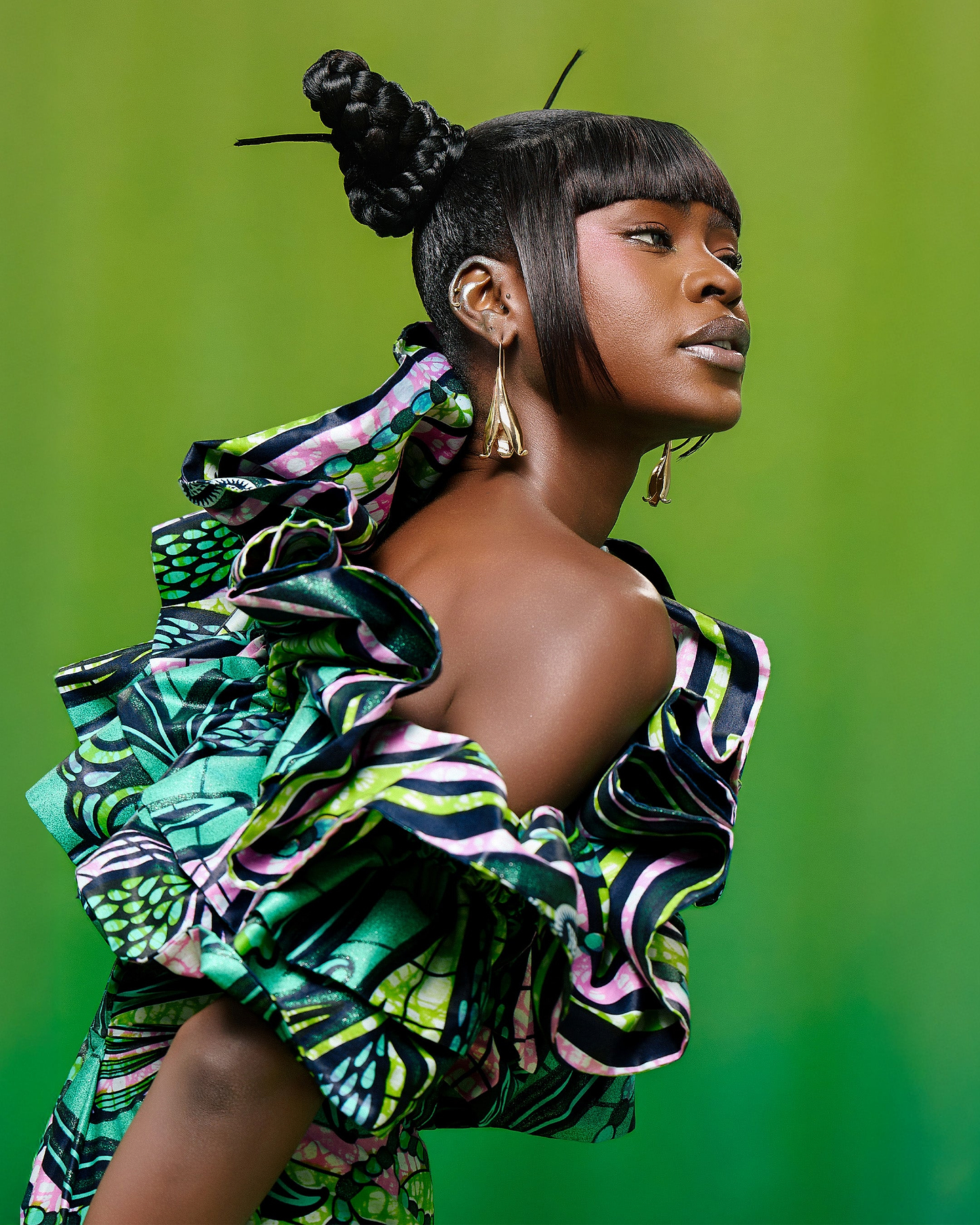 Vibrant off-the-shoulder dress made bold grand super-wax vls9099.001