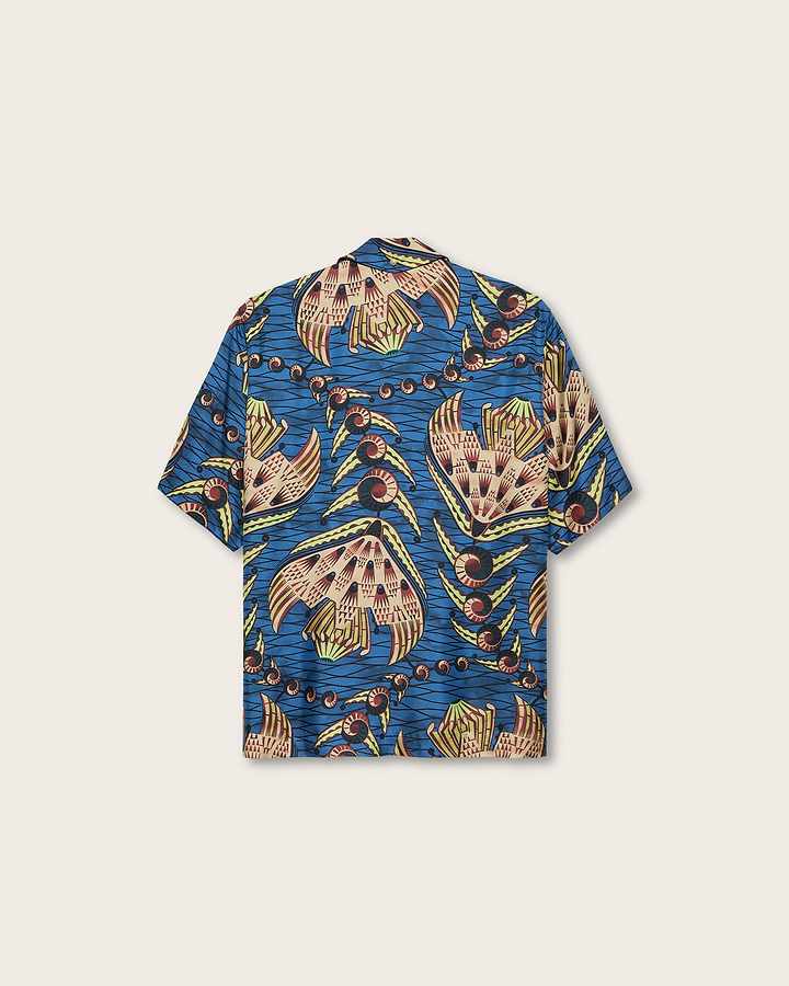 Blue short-sleeved shirt vibrant patterned exclusive silks – camp collar vlam25005.601